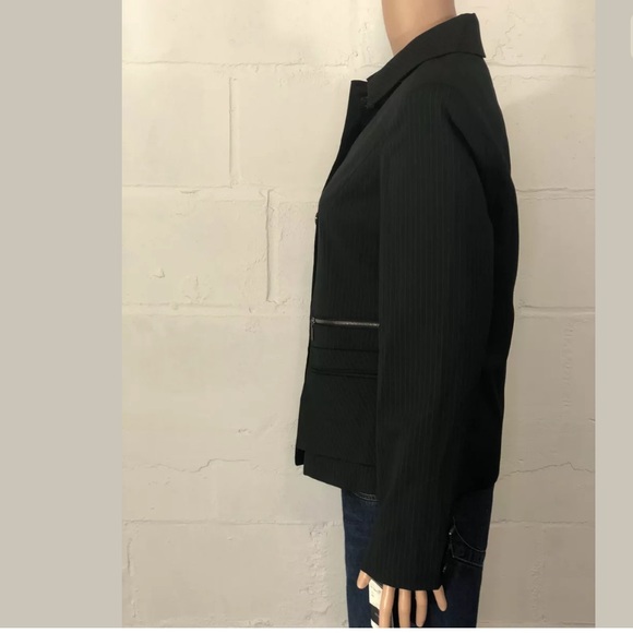 Doncaster Pinstripe Jacket Black Zipper Pockets - Picture 2 of 6